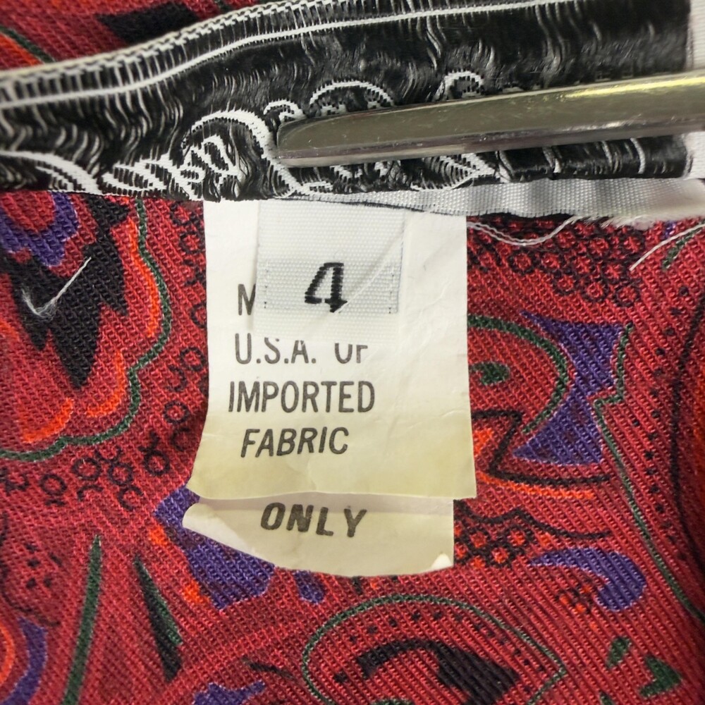 Vintage SAKS FIFTH AVENUE Dress Peplum Power Shoulders Red Paisley Rayon Size 4 - Picture 5 of 16